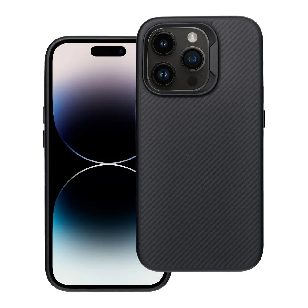 Case for iPhone 14 PRO Carbon Elite Mag Cover compatible with MagSafe black