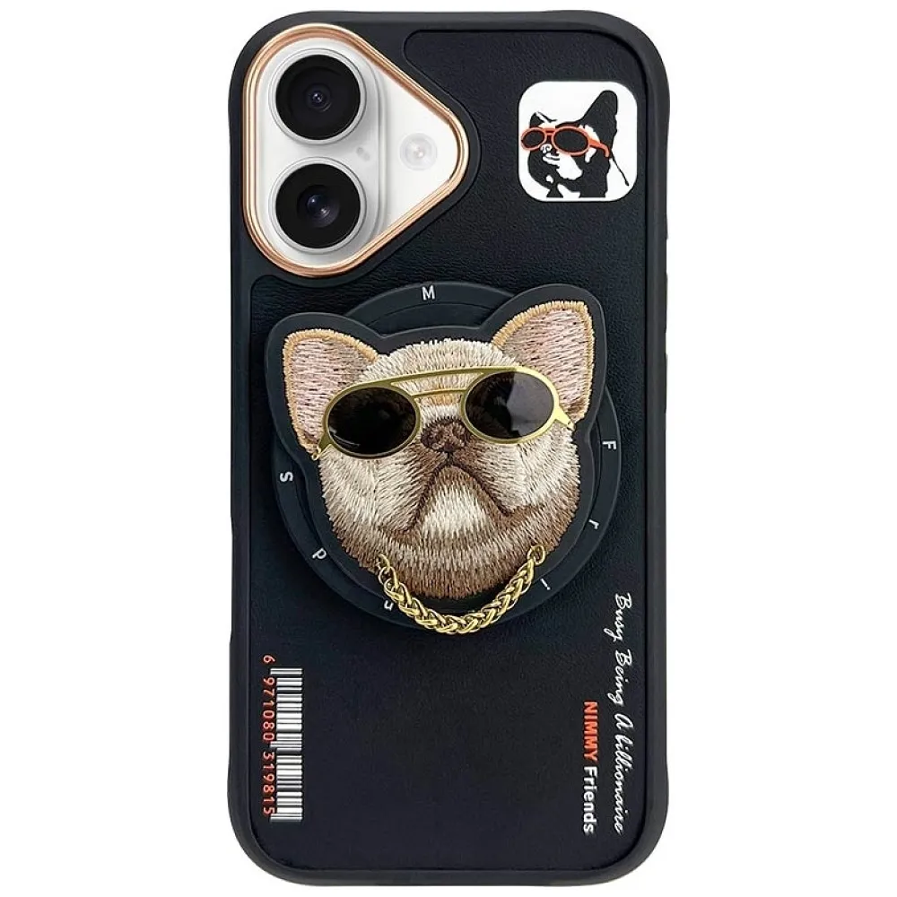 NIMMY case GLASSES COOL DOG compatible with MagSafe for IPHONE 16 black