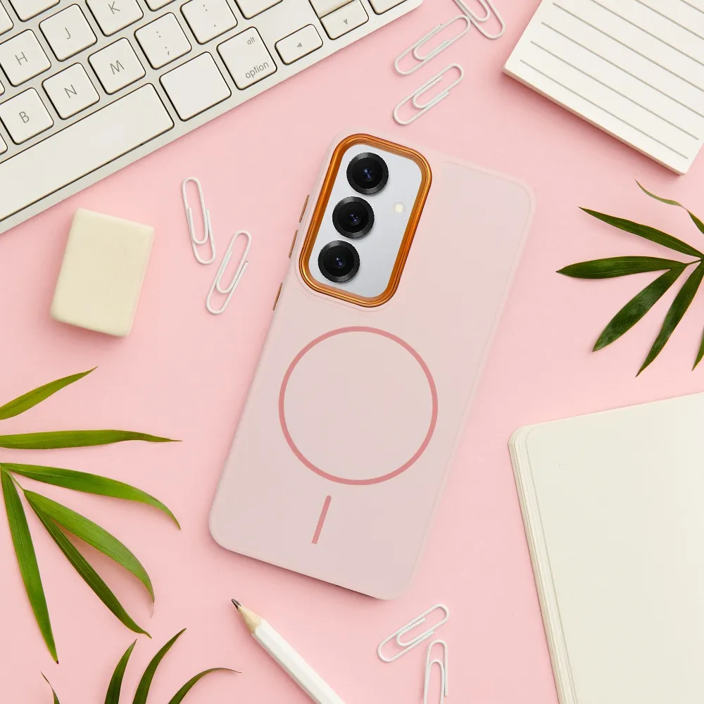 Case for Samsung A27 Frame Mag Cover compatible with MagSafe powder pink