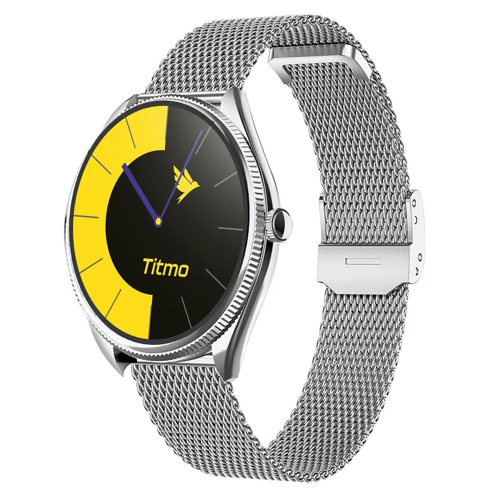 Smartwatch TITMO O-170 (AMOLED, bluetooth call, stainless steal silver mesh strap) silver
