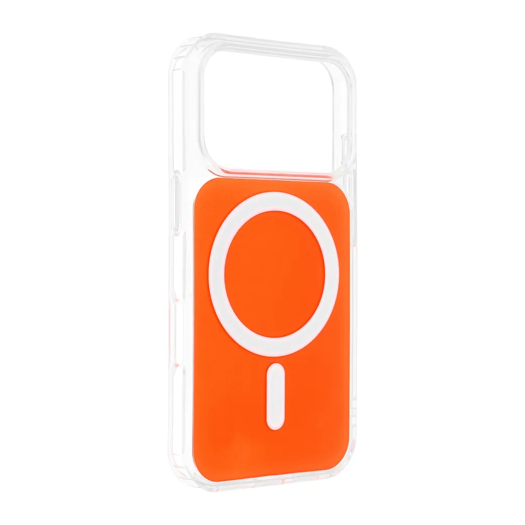 Case for iPhone 15 Clear Fusion Mag Cover compatible with MagSafe hermes orange