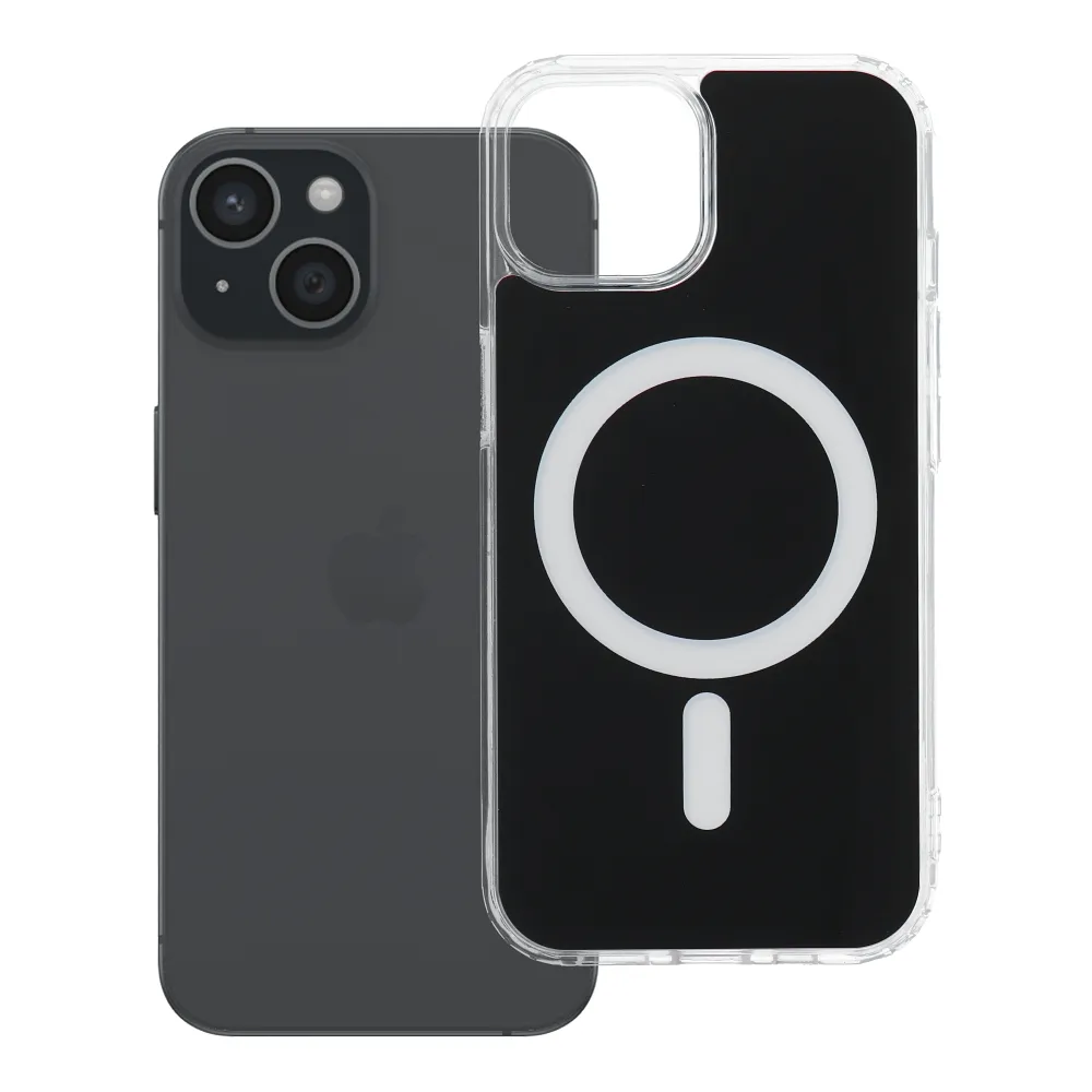 Case for iPhone 15 Clear Fusion Mag Cover compatible with MagSafe black