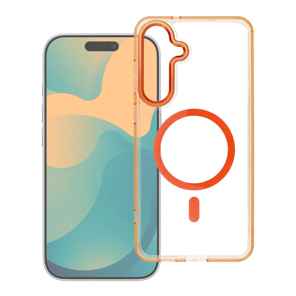 Case for Samsung S25 FE Frame Clear Hybrid Mag Cover compatible with MagSafe hermes orange