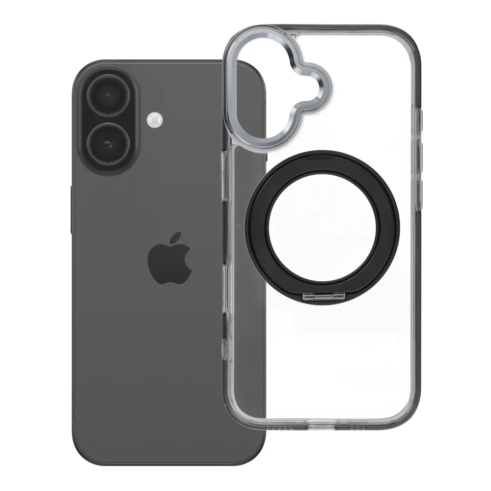 Case for iPhone 17 Frame Circle Stand compatible with MagSafe black