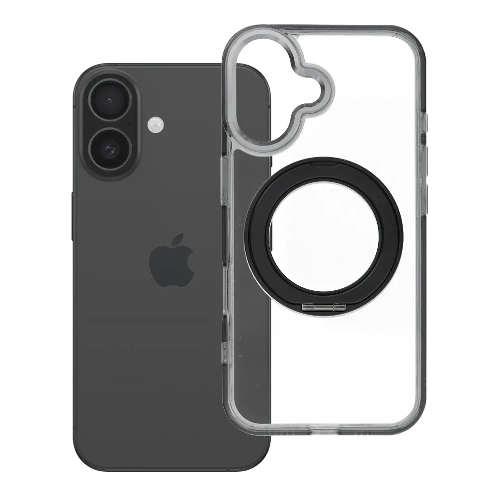 Case for iPhone 16 Frame Circle Stand compatible with MagSafe black