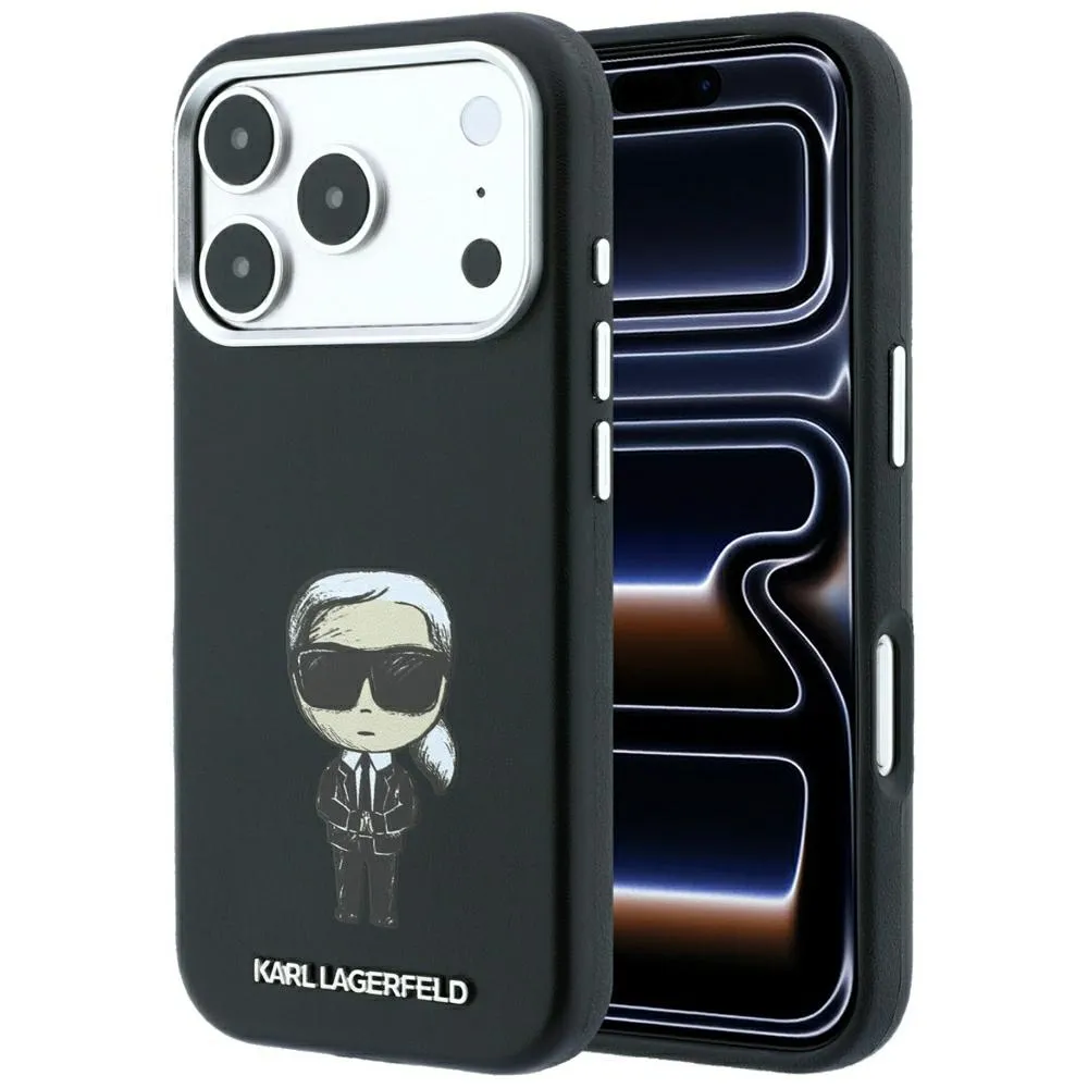KARL LAGERFELD case for IPHONE 18 Pro Max/ 17 Pro Max compatible with MagSafe (Smooth Ikonik Sketch) black