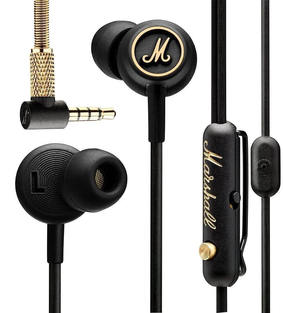 Wire earphones Jack 3,5 mm Marshall EQ black gold