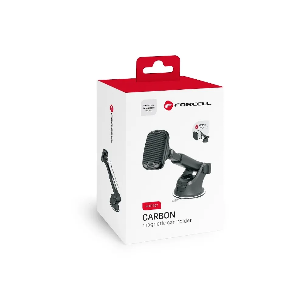 Magnetic car phone holder Forcell F-Grip Carbon H-CT327 windshield / dashboard black