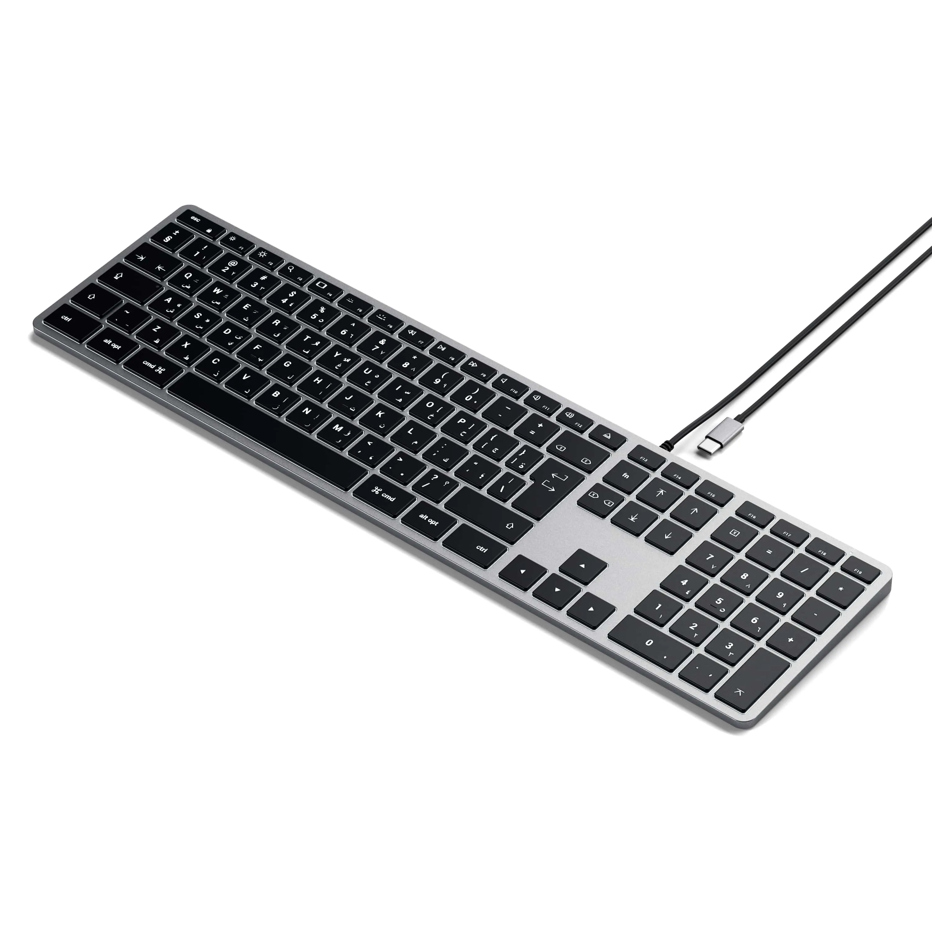 Wired keyboard USB C QWERTY Satechi Slim W3 Wired ST-UCSW3M space gray