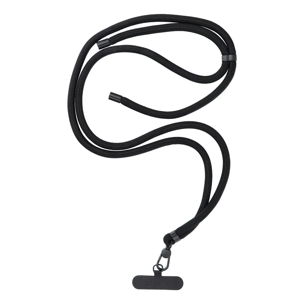 SWING (8mm) Phone lanyard, Phone pendant with adjustable length / cord length 165cm (max 82.5cm in the loop) / on the shoulder or neck - black