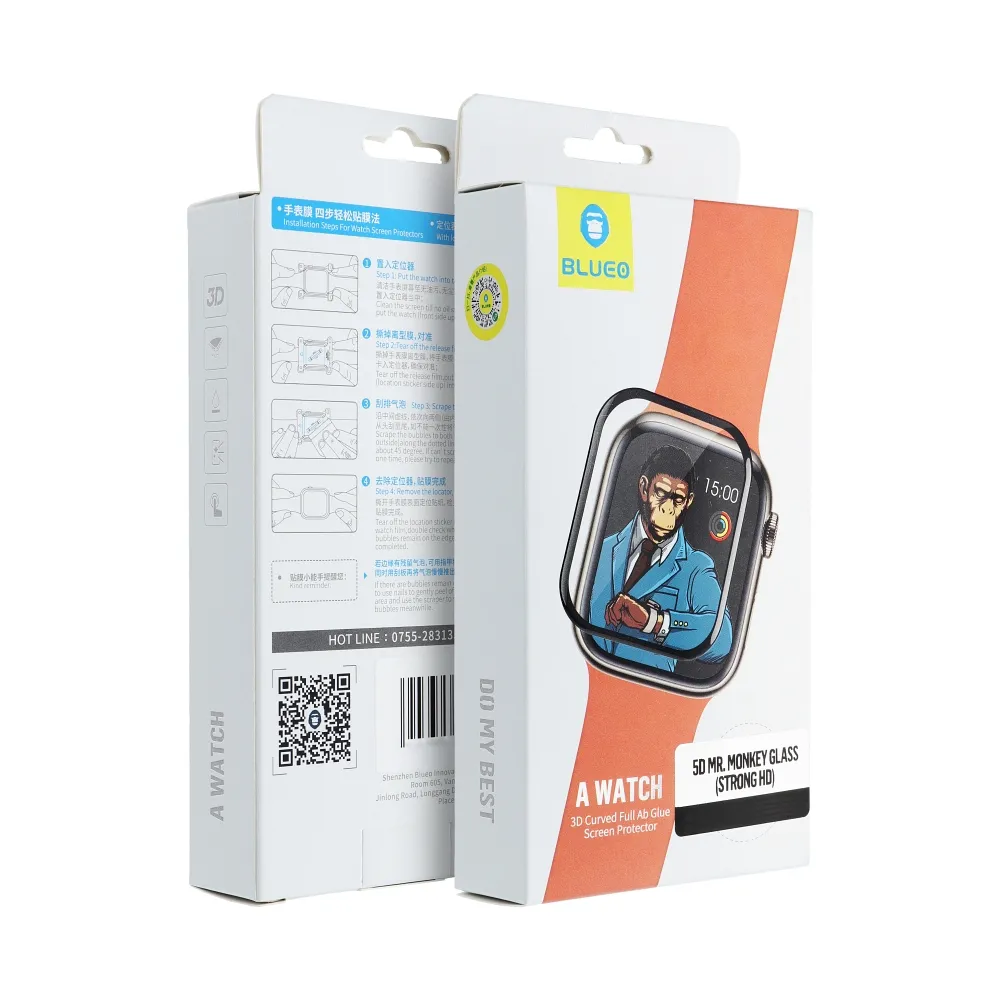 5D Tempered Glass for Apple Watch SE / SE 2 / SE 3 44MM Mr. Monkey Glass (Anti-Static Strong HD) black