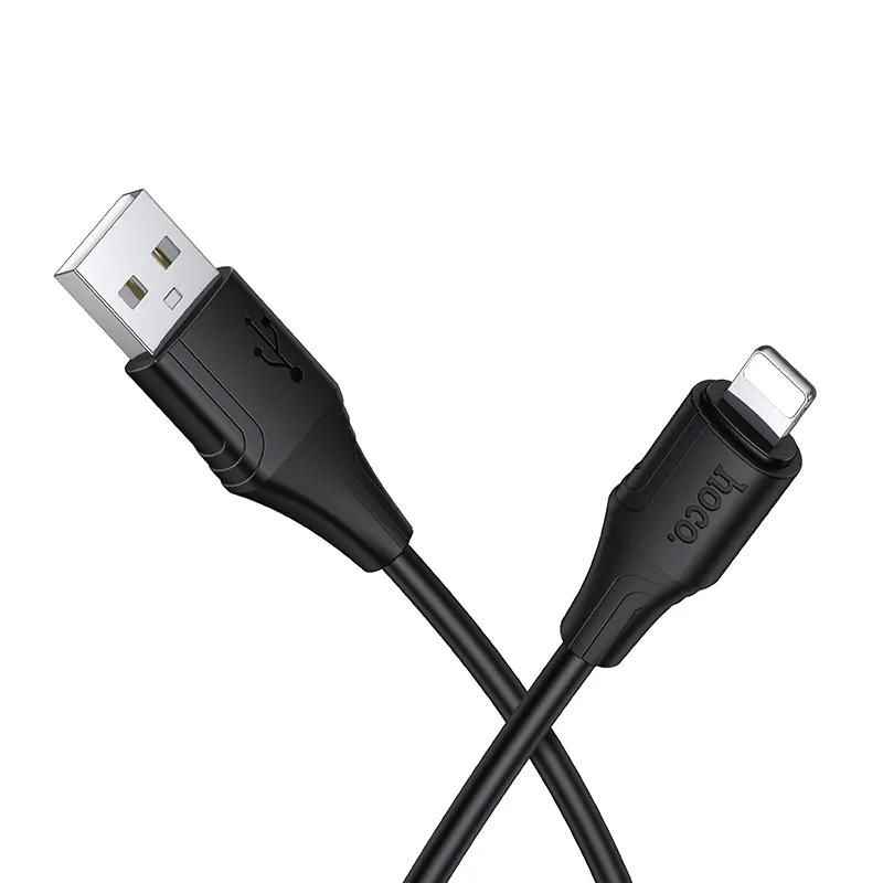 Silicone Cable USB A to Lightning Hoco 2,4A 1 m X124 black
