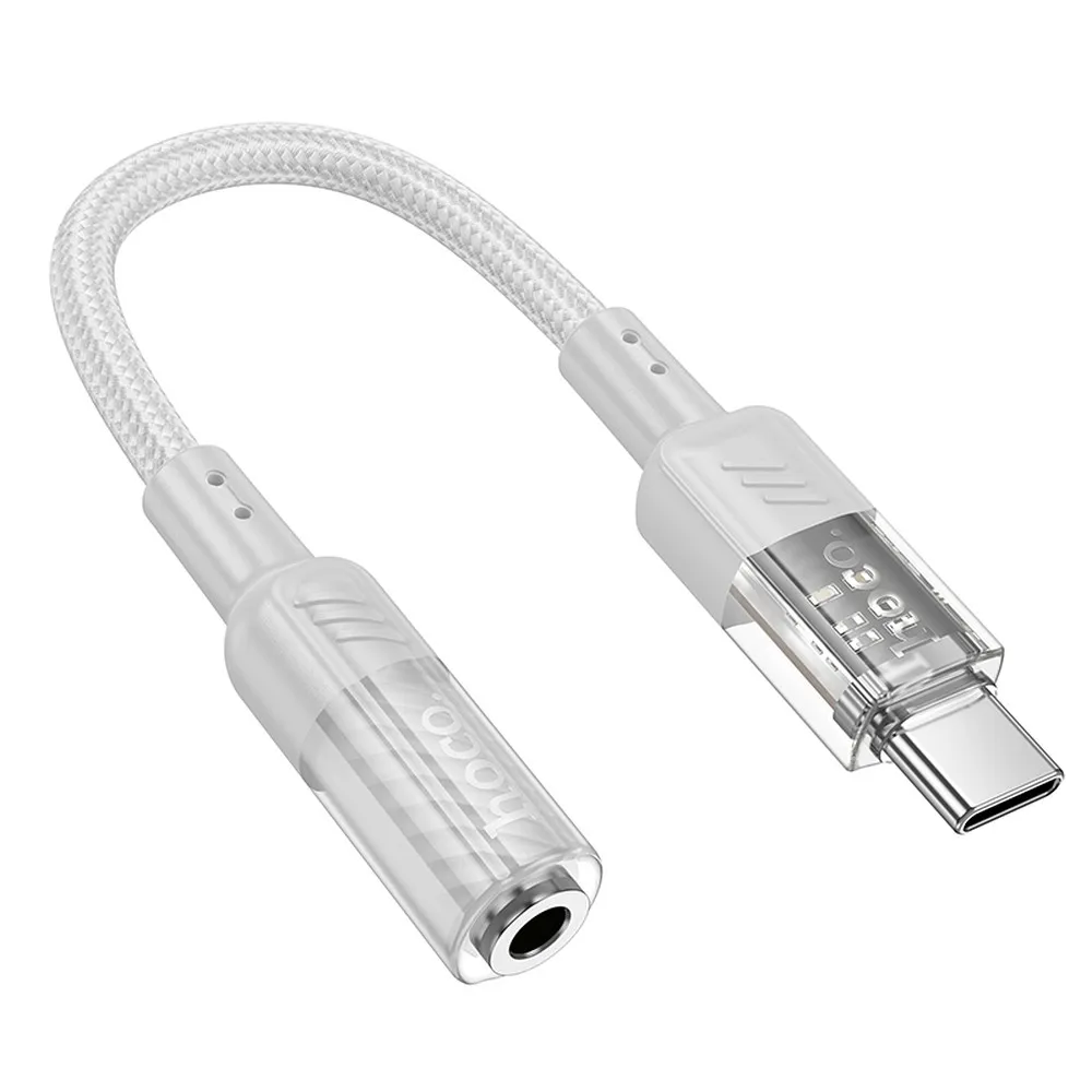 Adapter AUX USB C to Jack 3,5 mm Hoco 0,15 m LS37 transparent gray
