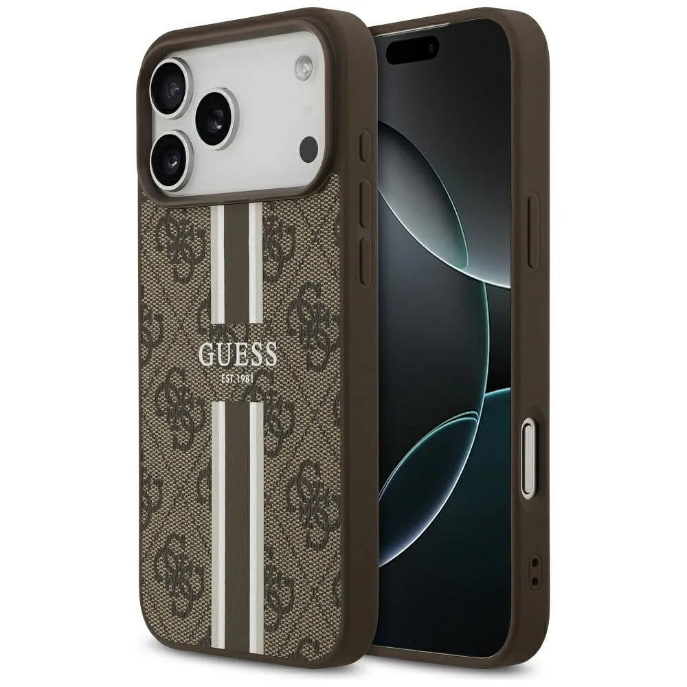 GUESS case for IPHONE 17 Pro Max compatible with MagSafe GUHMP17XP4RPSW (4G Printed Stripes) brown