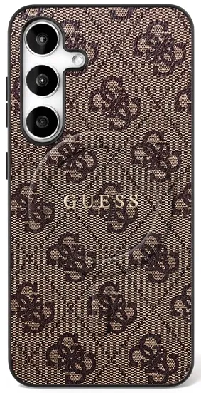 GUESS case for SAMSUNG S25 FE compatible with MagSafe GUHMS25FEG4GFRW (Ring Classic Logo) brown
