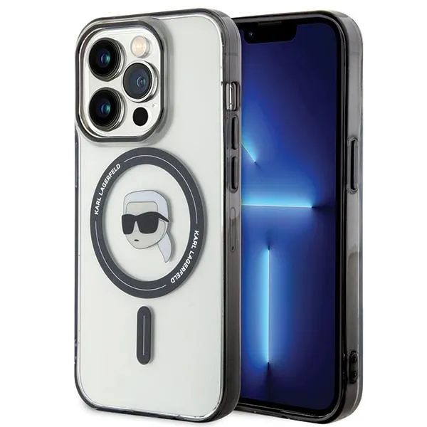KARL LAGERFELD case for IPHONE 15 Pro KLHMP15LHKHNOTK (Karl Head + MAG) transaprent