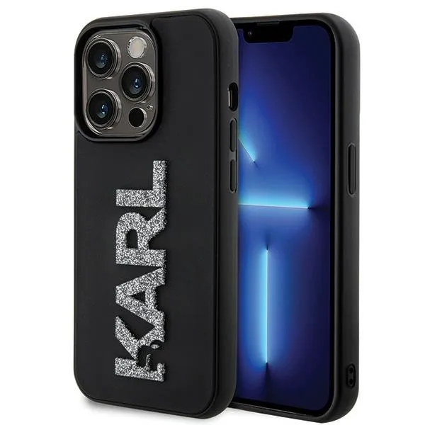 KARL LAGERFELD case for IPHONE 15 Pro Max KLHCP15X3DMBKCK (3D Logo Glitter) black