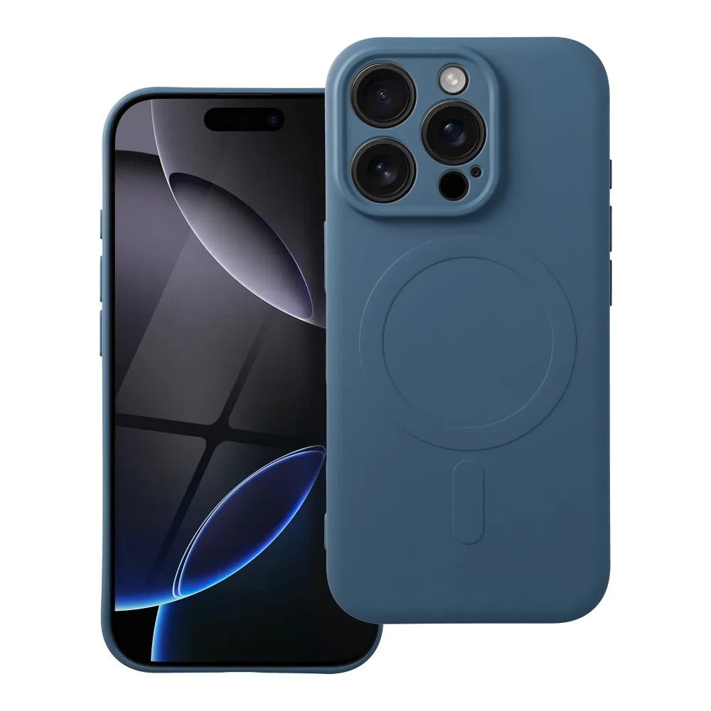 Case for iPhone 16 PRO Silicone Mag Cover compatible with MagSafe (camera protection) blue
