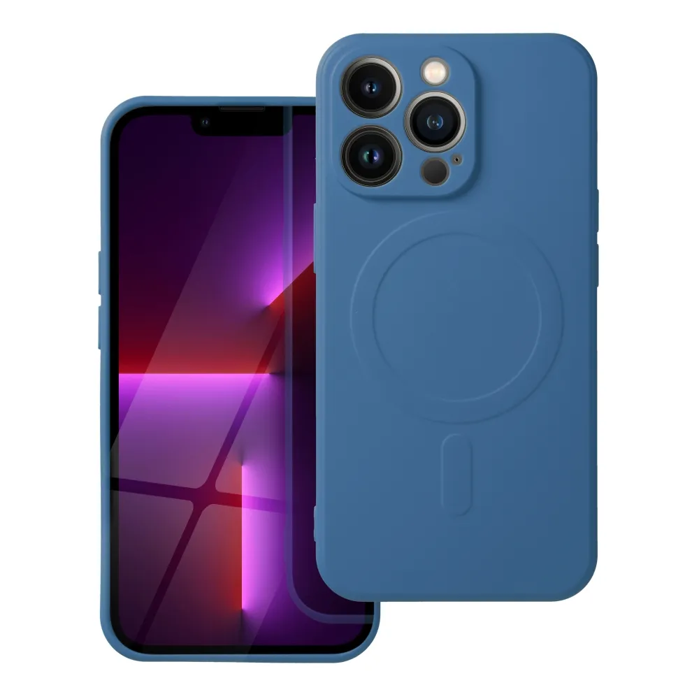 Case for iPhone 16e Silicone Mag Cover compatible with MagSafe (camera protection) blue