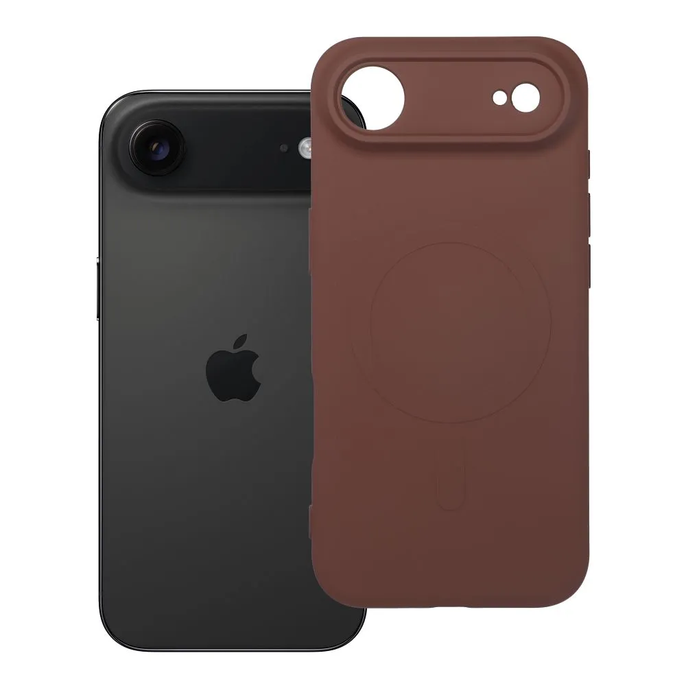 Case for iPhone 17 AIR Silicone Mag Cover compatible with MagSafe (camera protection) brown
