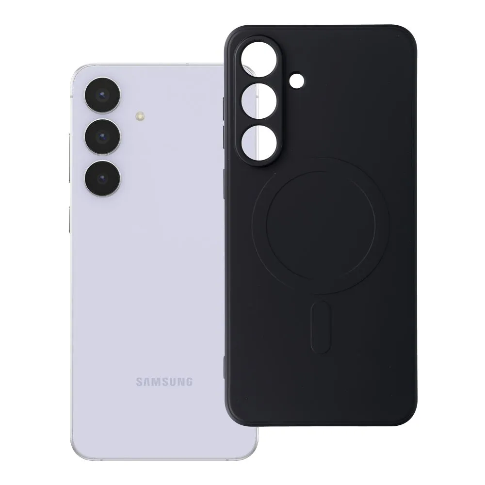 Case for Samsung S25 FE Silicone Mag Cover compatible with MagSafe (camera protection) black
