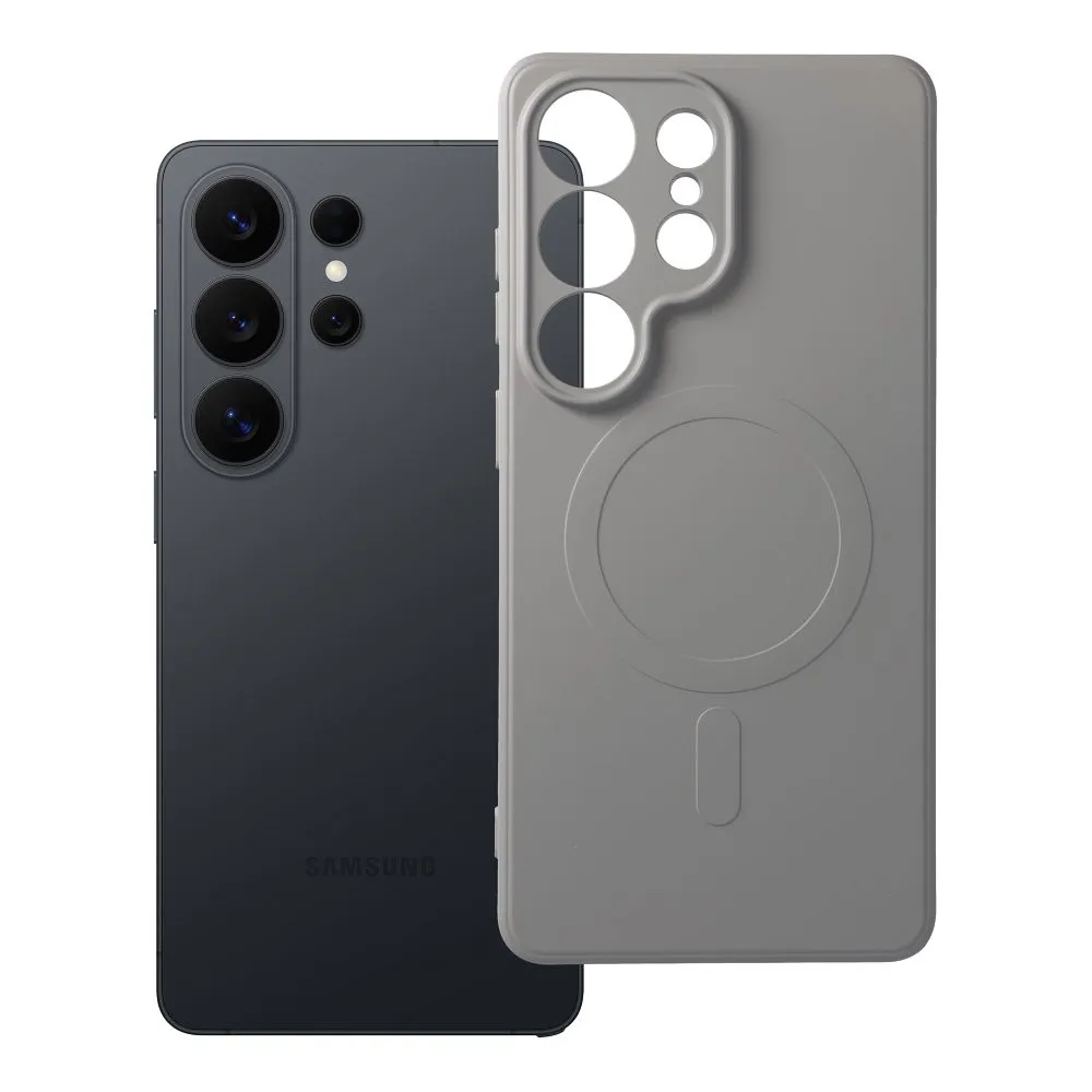 Case for Samsung S26 ULTRA Silicone Mag Cover compatible with MagSafe (camera protection) titanium gray