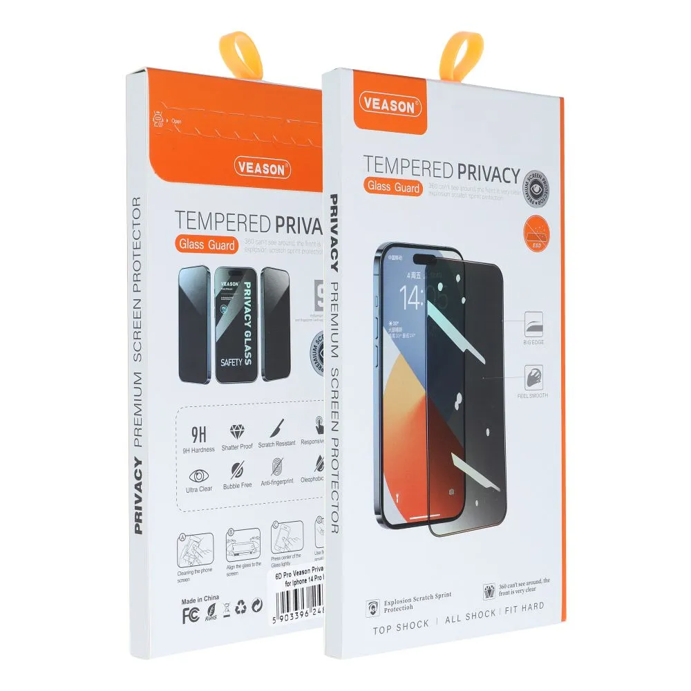 6D Pro Veason Privacy Glass - for Iphone 18 black