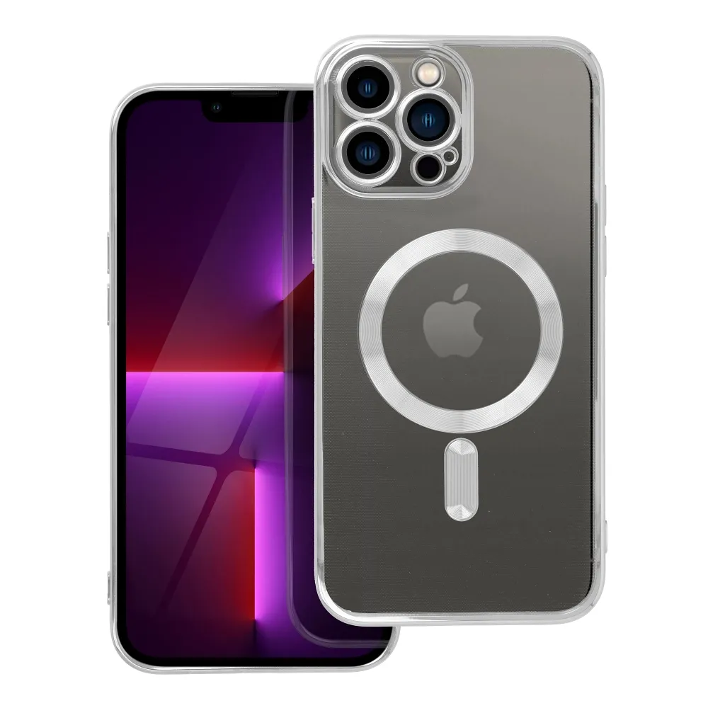 Case for iPhone 13 PRO MAX Electro Mag Cover compatible with MagSafe silver
