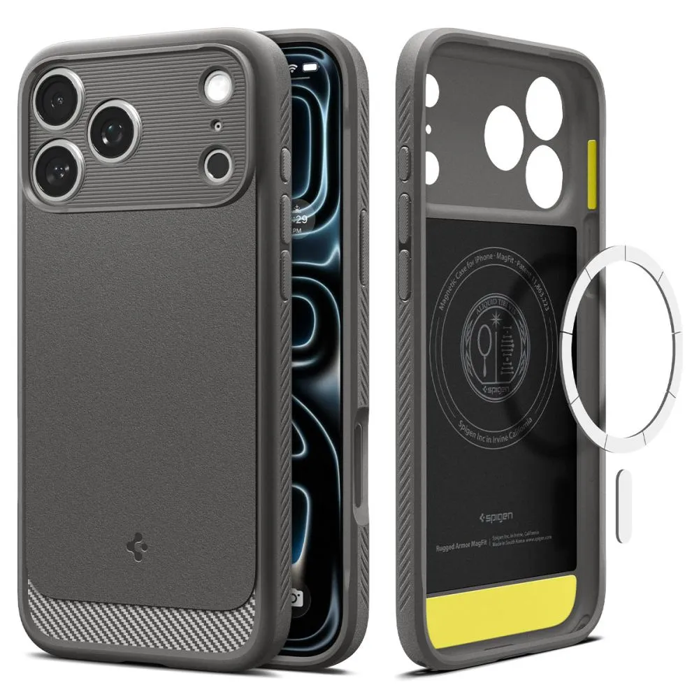 SPIGEN case RUGGED ARMOR compatible with MagSafe for IPHONE 18 Pro / 17 Pro grey