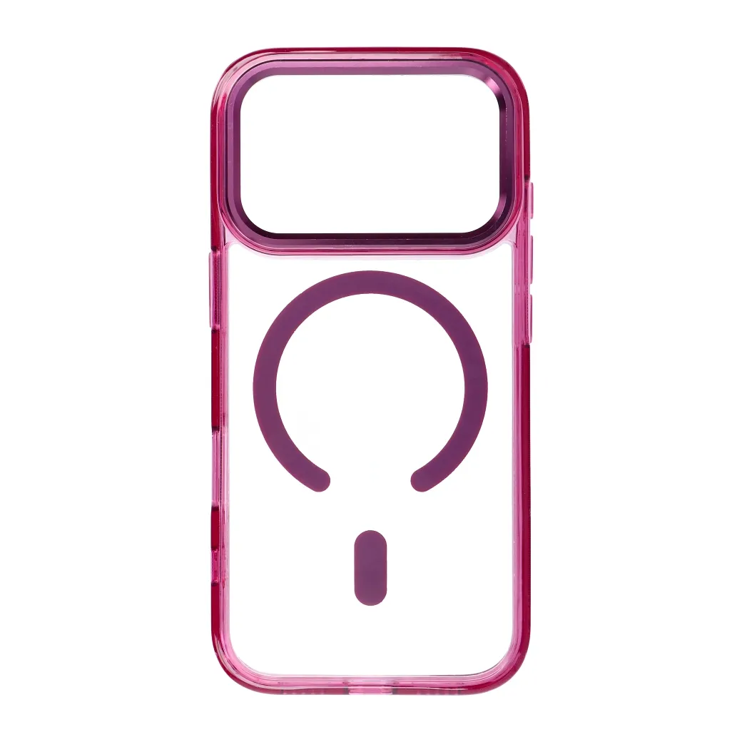 Case for iPhone 18 Pro Max / 17 Pro Max Frame Clear Hybrid Mag Cover compatible with MagSafe burgundy