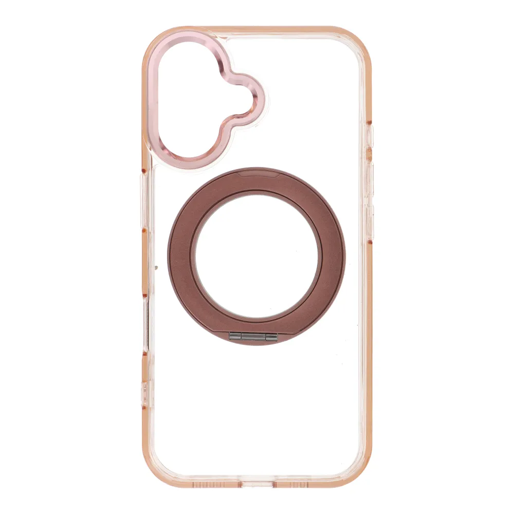 Case for iPhone 16 Frame Circle Stand compatible with MagSafe gold